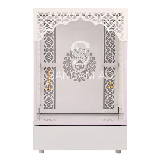 Sangam Ad Designer white wooden Mandir | Acrylic Laser cut Design