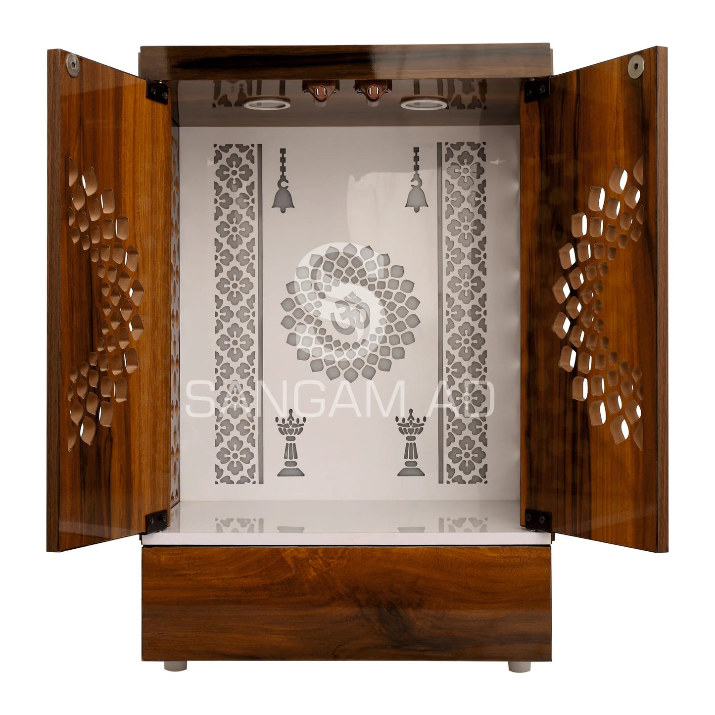 Sangam Ad Decorative Brown wooden Mandir with Door