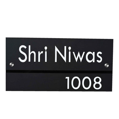 Black Acrylic Name Plate | House Name Plate | Matte - Sangam Ad