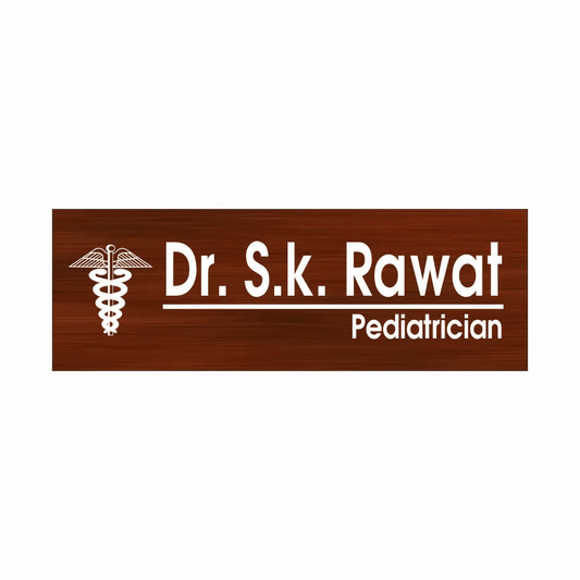 Doctor Name Plate - Brown Colour - ACP Panel With Vinyl Sticker - Sangam Ad