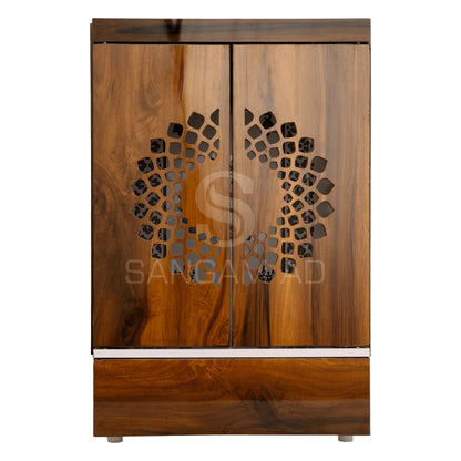 Sangam Ad Decorative Brown wooden Mandir with Door