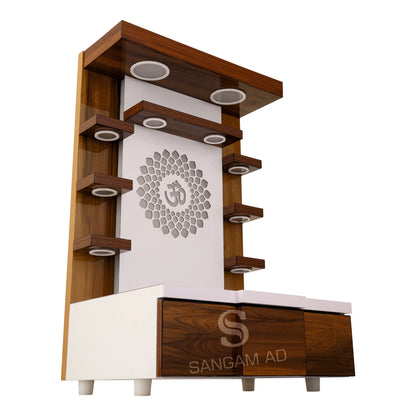 Sangam Ad  Wooden Temple for home with in build LED | Laser cut finish