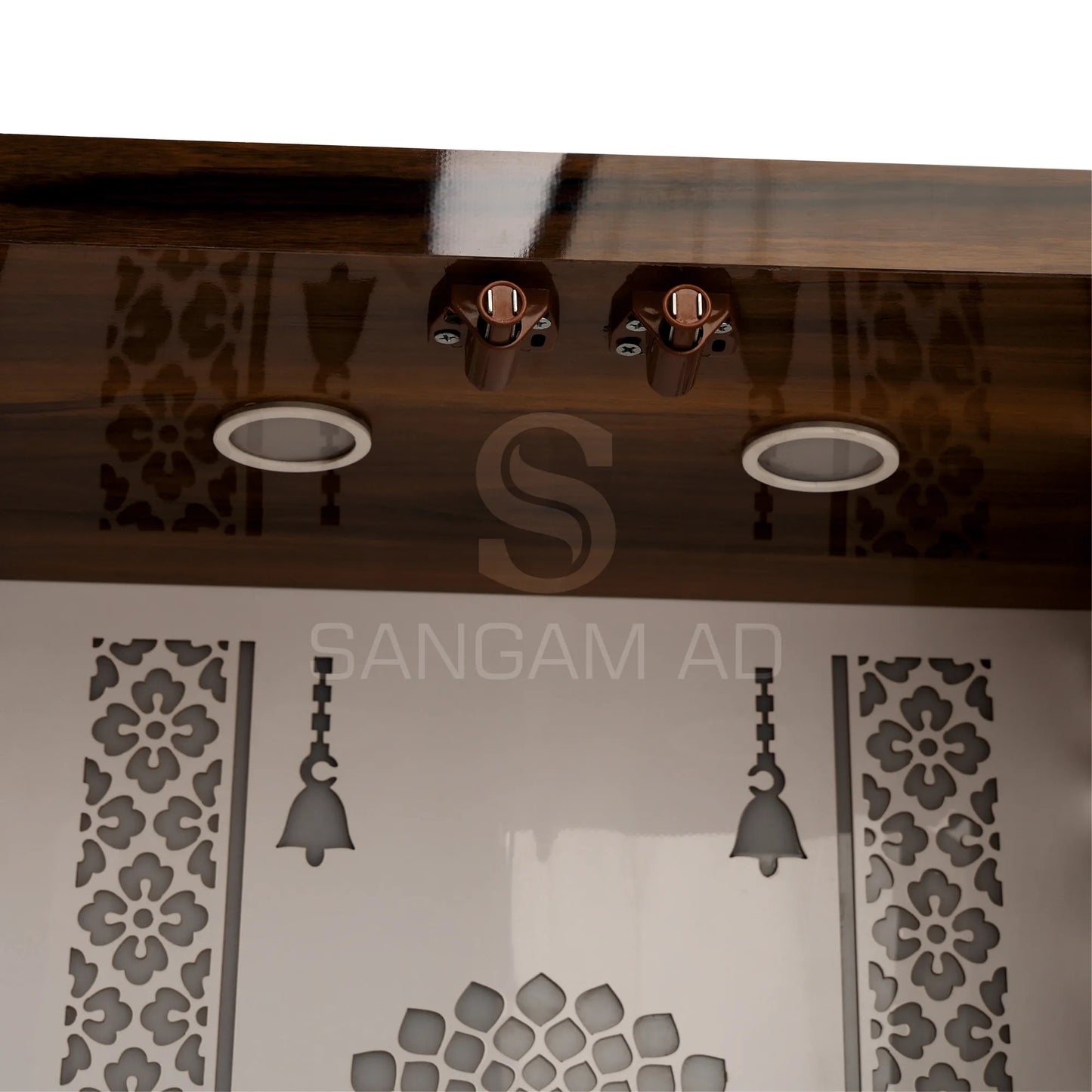 Sangam Ad Decorative Brown wooden Mandir with Door