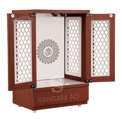 Sangam Ad MDF Mandir with door | Wooden texture | Puja ghar for home