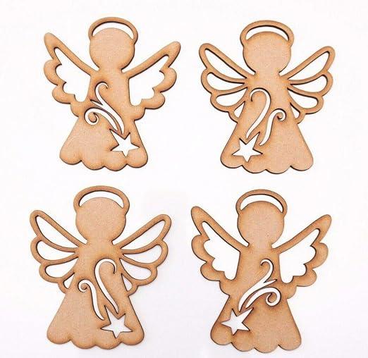 Christmas Decor Wooden MDF Blank Shape - Angel Twins - 4 Items Set - Sangam Ad