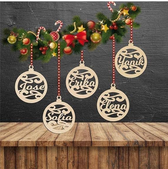 Christmas Decorations Baubles Laser Cut Customized Names 8x8 CM (15) - Sangam Ad