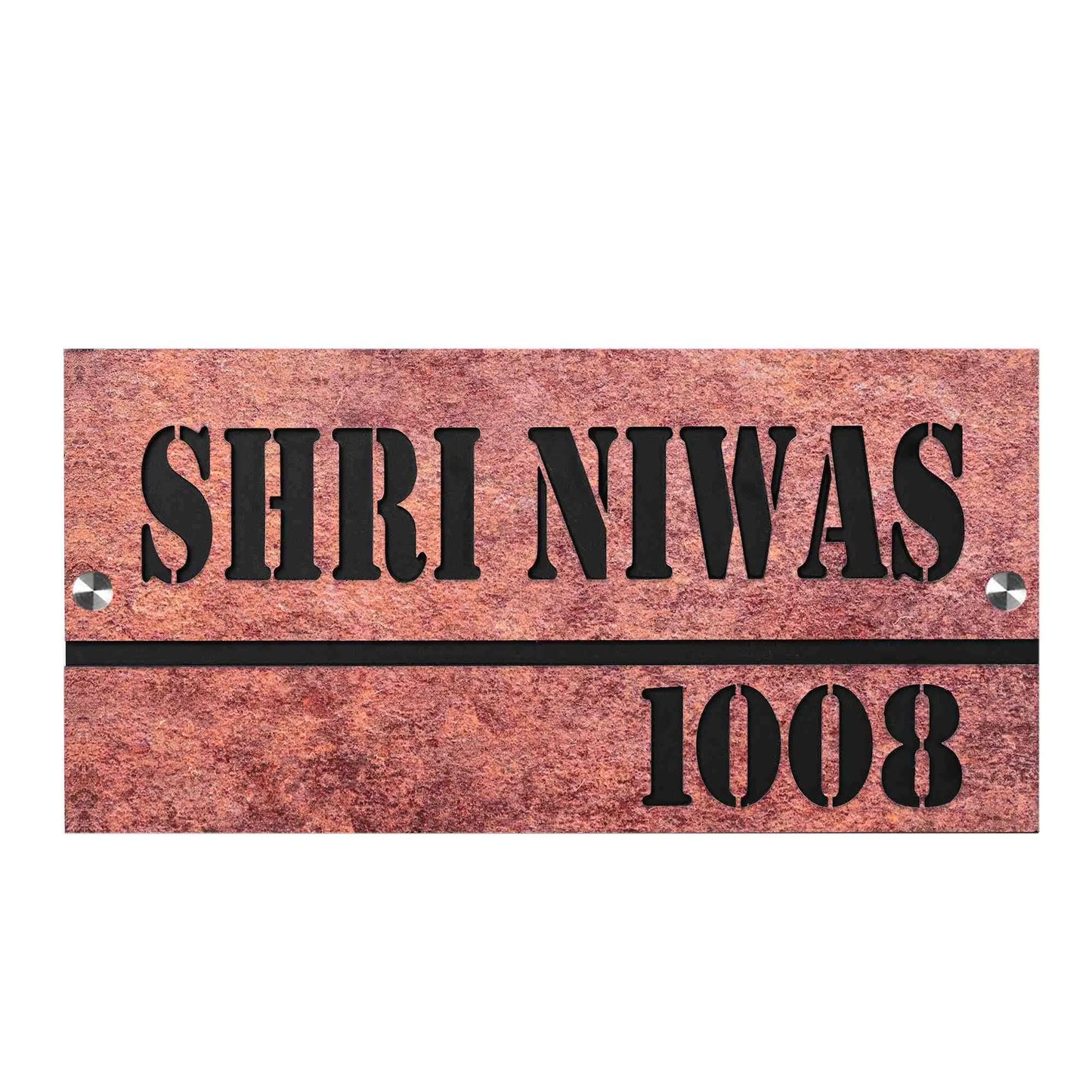 Rusty Texture Acrylic Name Plate | House Name Plate | Metal Oxide - Sangam Ad