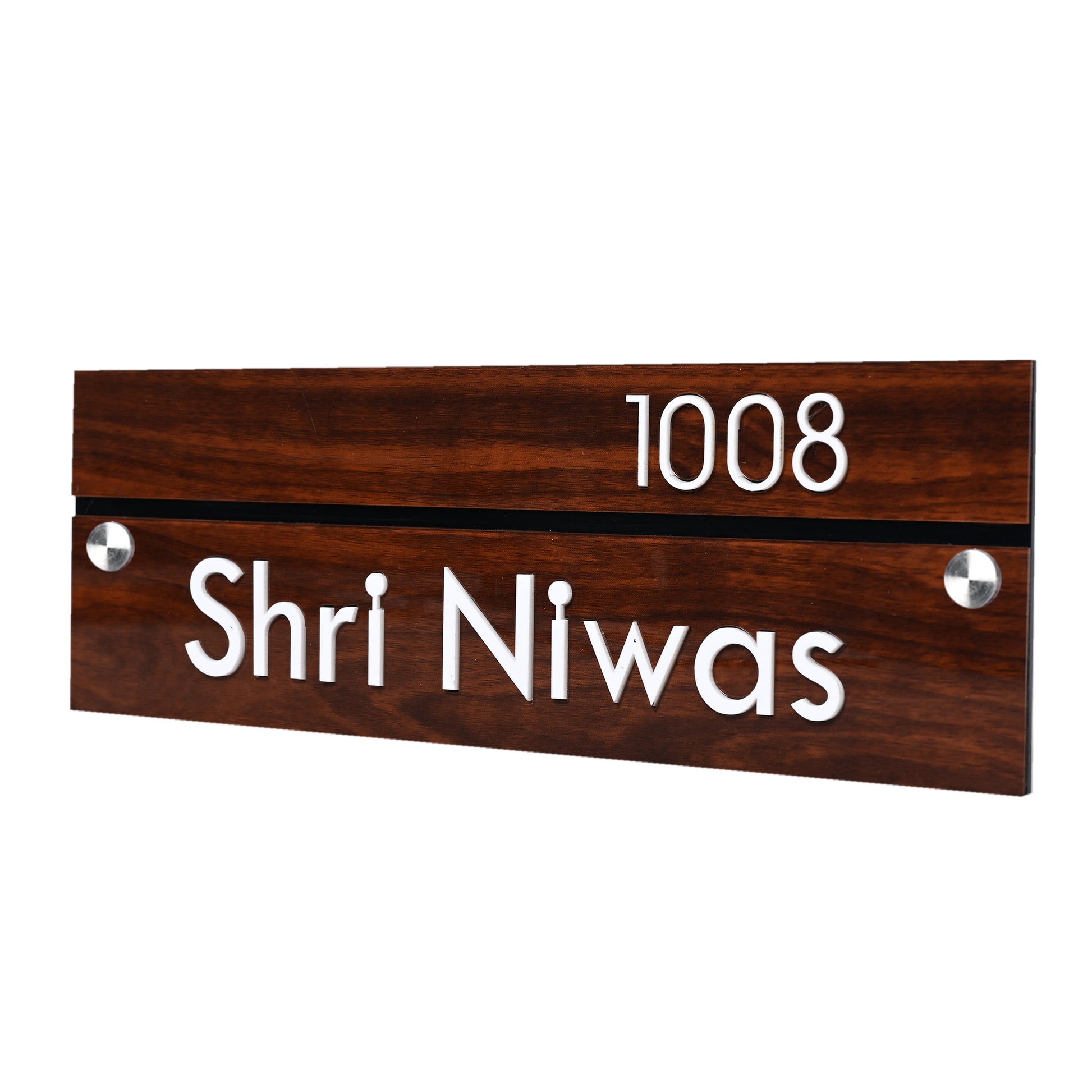 Brown Wooden Acrylic Name Plate | House Name Plate | Glossy finish - Sangam Ad