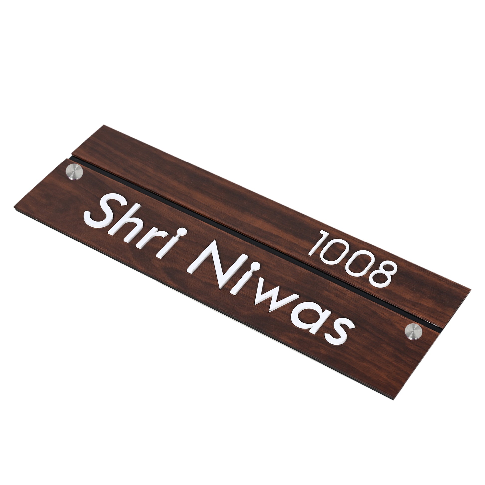 Brown Wooden Acrylic Name Plate | House Name Plate | Glossy finish - Sangam Ad