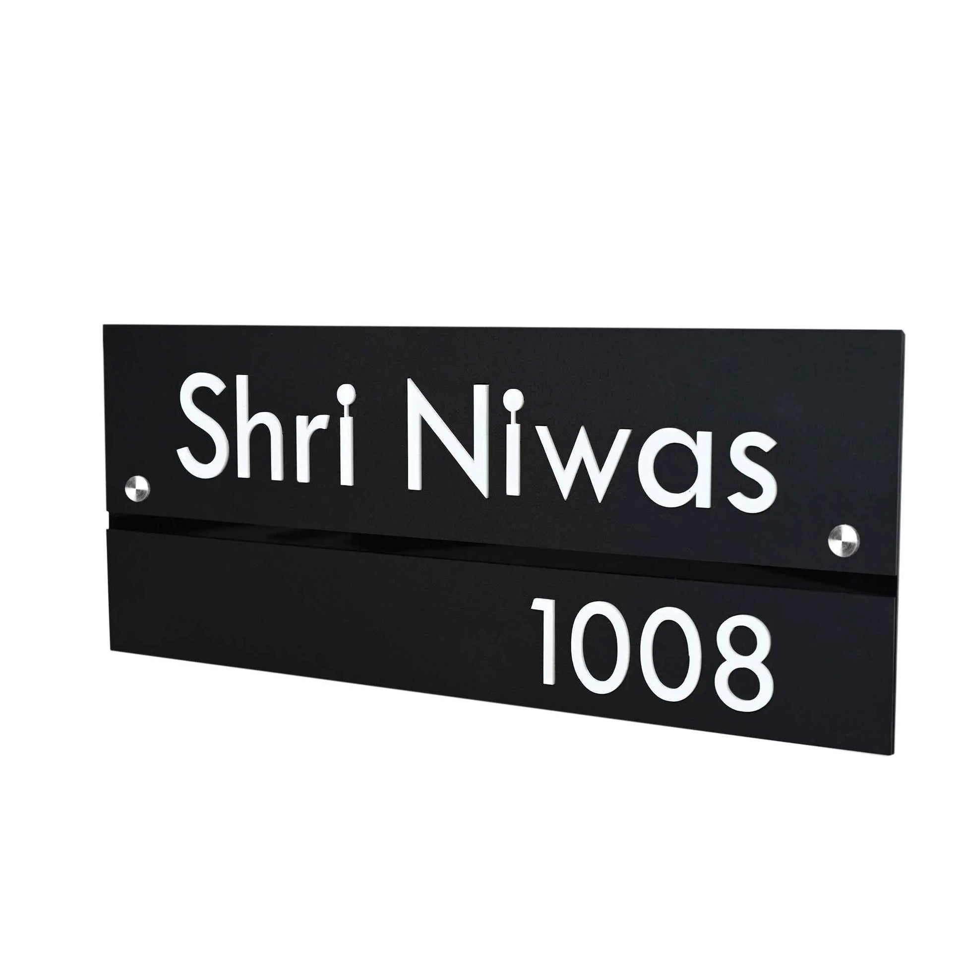 Black Acrylic Name Plate | House Name Plate | Matte - Sangam Ad