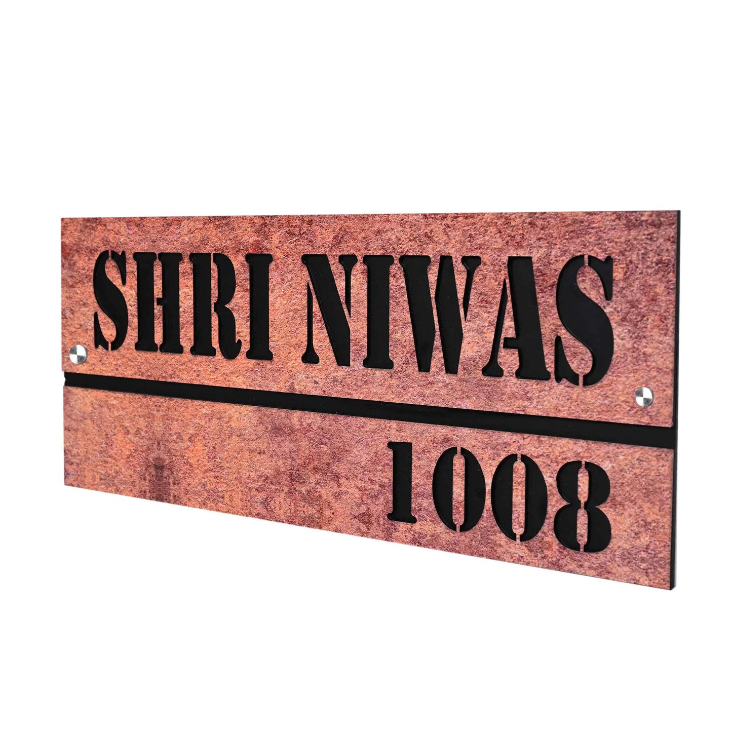 Rusty Texture Acrylic Name Plate | House Name Plate | Metal Oxide - Sangam Ad