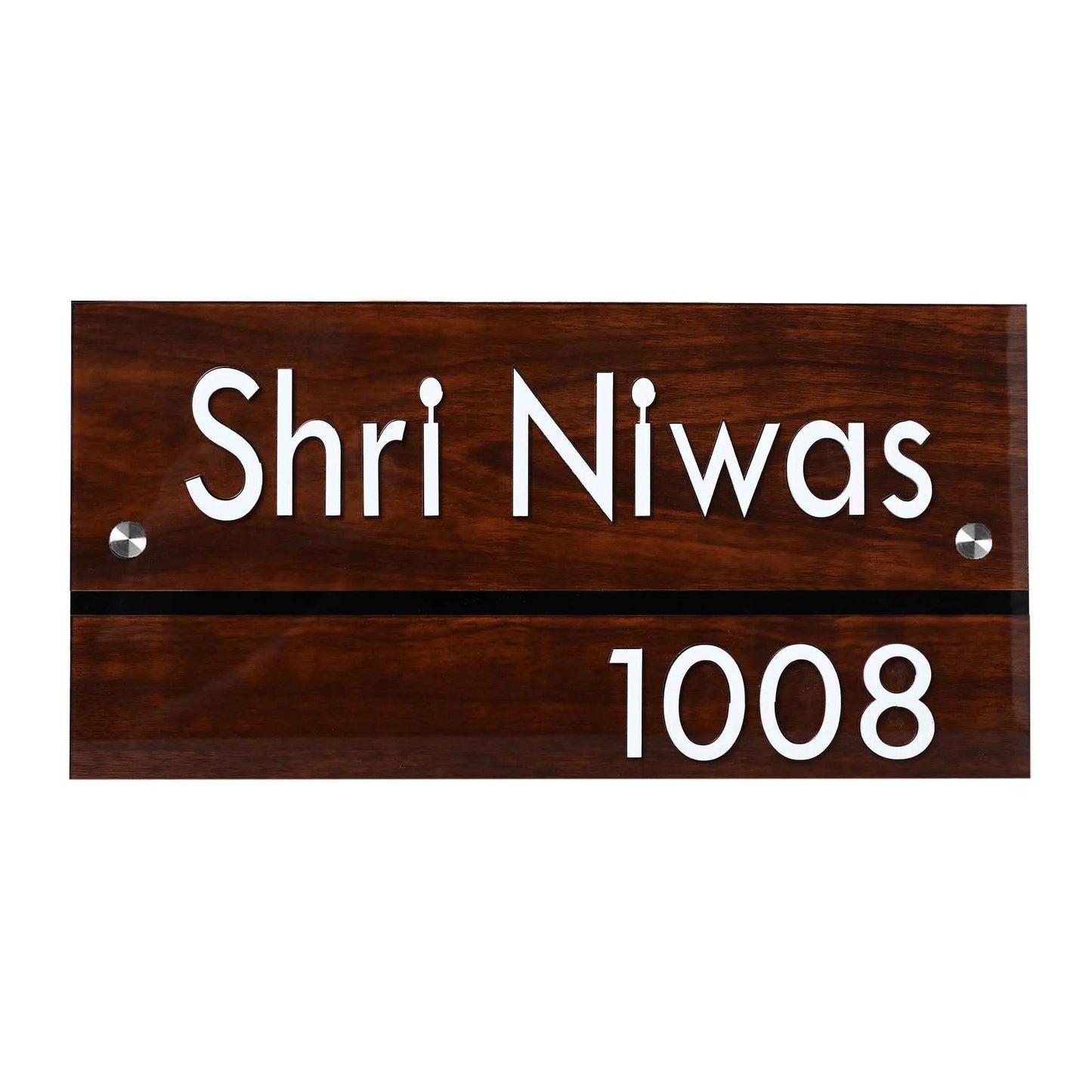 Brown Wooden Acrylic Name Plate | House Name Plate | Glossy finish - Sangam Ad