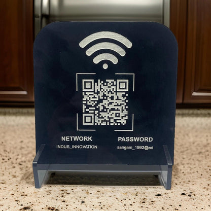 Wi-Fi QR Code stand - Glossy Black colour - Sangam Ad