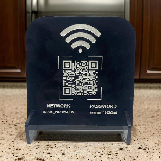 Wi-Fi QR Code stand - Glossy Black colour - Sangam Ad