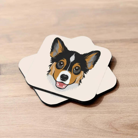 Dog Design Rectangular Coaster - Coffee & Beer Coasters 4 Pcs - Sangam Ad