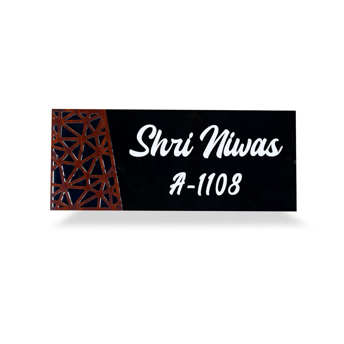 Glossy Acrylic Name Plate for Home Door - Black Acrylic Customizable - Sangam Ad